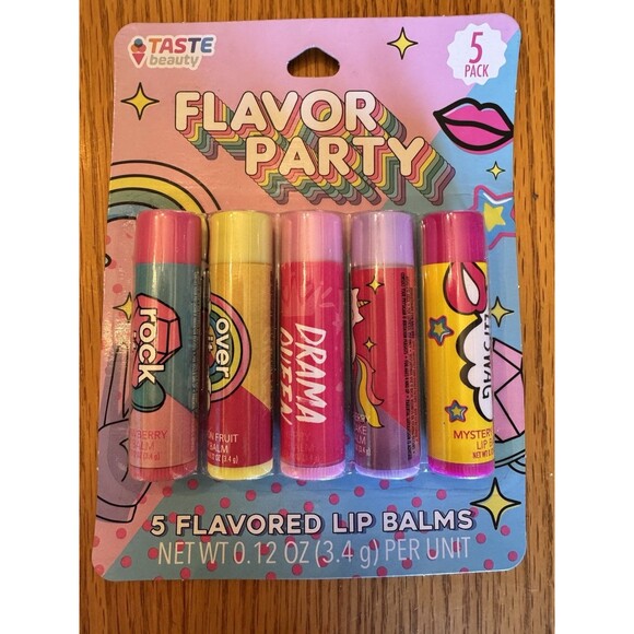 Taste Beauty Flavor Party Lip Balms Pack Of 5 Birthday Favors Chapstick Lipgloss - Picture 1 of 4